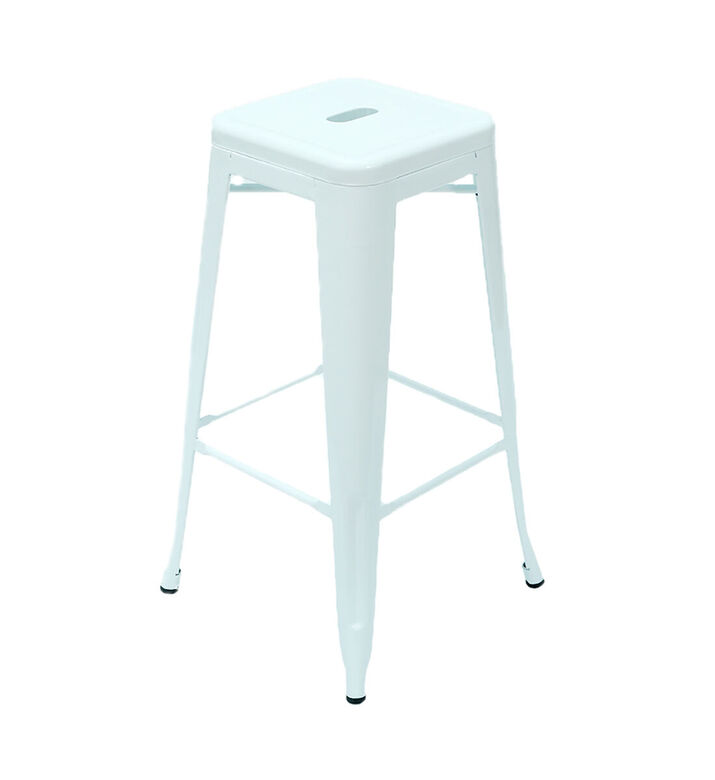 Home Deco and More Steel Powder Coating Bar Stool Indus, White, 43x43x76-cm, Packshot View
