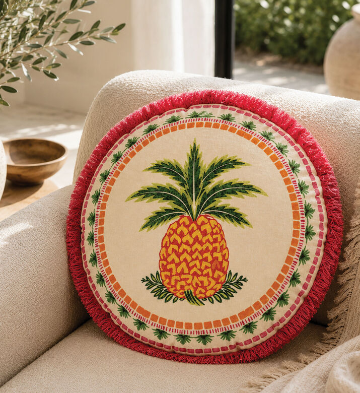 Home Deco and More Pineapple Round Cushion, Packshot View