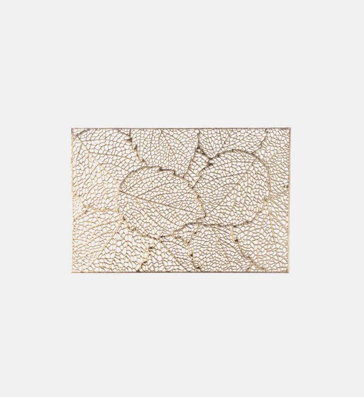 Excellent Houseware Leaf Embellished Pvc Placemat, Gold, Packshot View