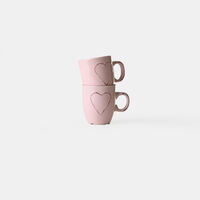 Embossed Heart Earthware Mug Set
