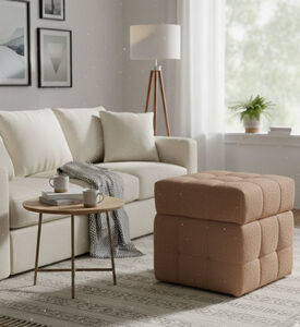 Home Deco and More Removable Lid Storage Pouf, Brown, Packshot View