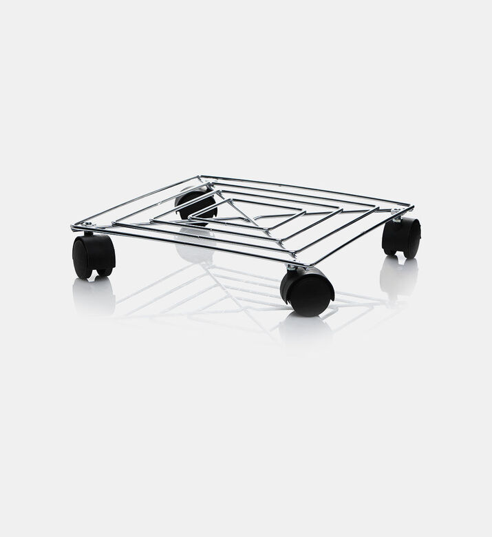 Home Deco and More Chrome Square Plant Trolley, Packshot View