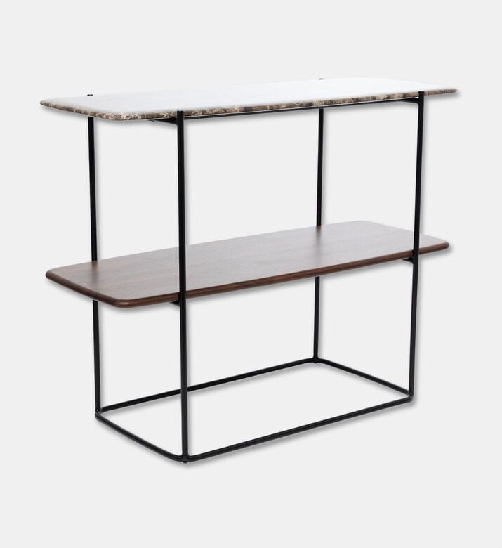 Home Deco and More Shard Single 2-shelves Shelving Unit, Walnut, Packshot View