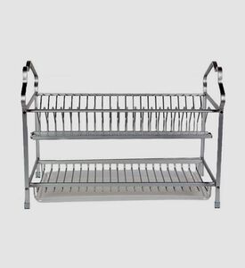 Home Deco and More Aluminum 2-racks Dish Drainer - 55 X 40 Cm, Silver, Packshot View