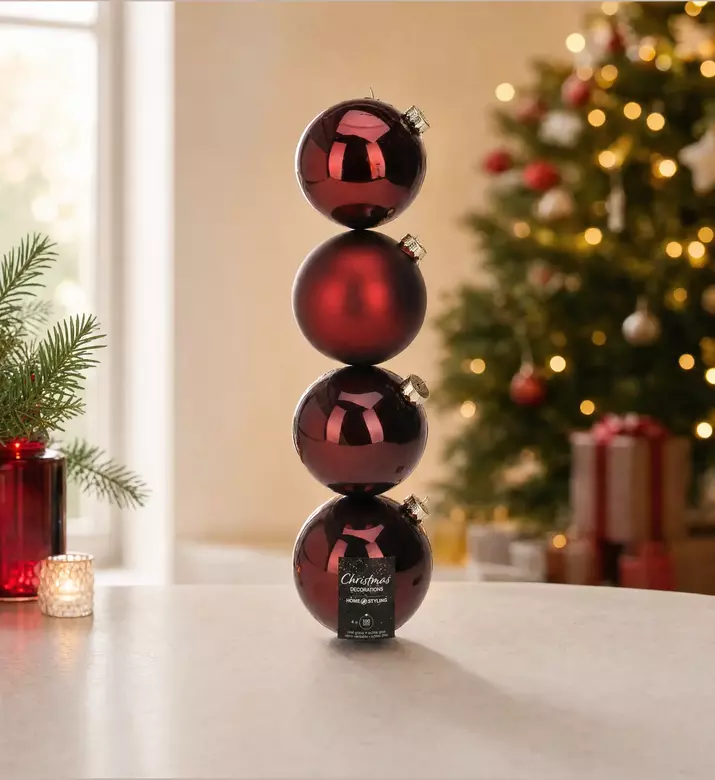 Home Deco and More Christmas 4-piece Ball Ornament Set, Model View