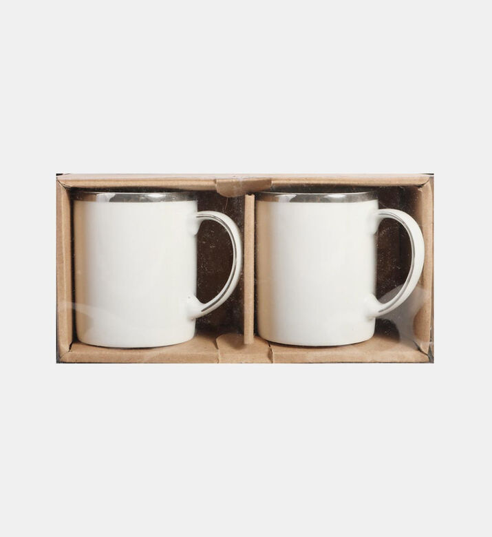Silver-rimmed Porcelain Mug