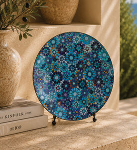 Images D'Orient Moucharabieh Blue Round Laminated Tray, Packshot View