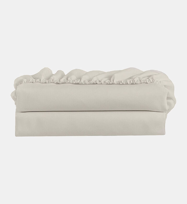 Home Deco and More Lima Cotton Sateen Fitted Sheet, Beige, 120x200x30-cm, Packshot View