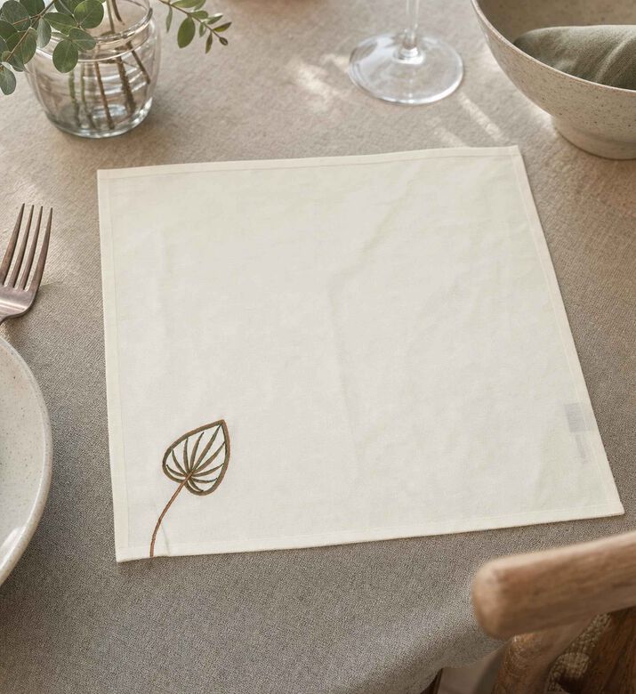 Home Deco and More Leaf Embroidered Napkin, Model View