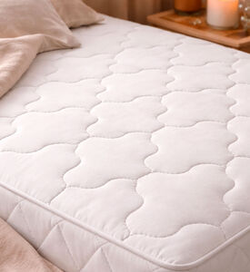 Home Deco and More Cotton Padded Mattress Protector, White, 200x200-cm, Packshot View