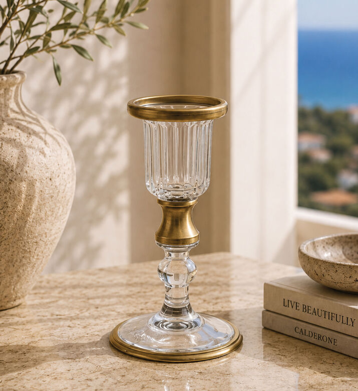 Bruco Glass Round Base Candle Holder, Packshot View