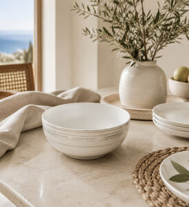 Home Deco and More Grafik Porcelain Round Breakfast Bowl, Packshot View