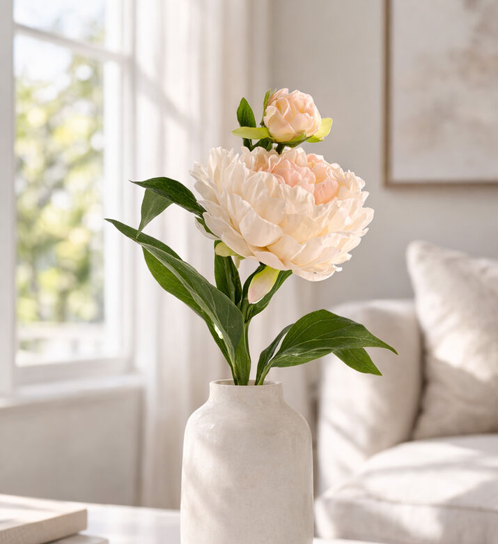 Home Deco and More Artificial Two-headed Peony Flower, Packshot View