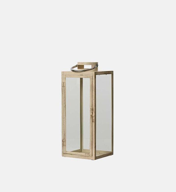 Kaemingk Iron Glass Rectangular Lantern, Beige, Packshot View
