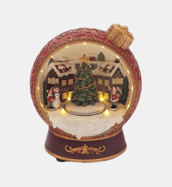 Resin Musical Lit Christmas Village Globe