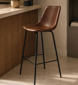 Home Deco and More Synthetic Leather Mappo Bar Chair, Burgundy, 44x47x104-cm, Packshot View