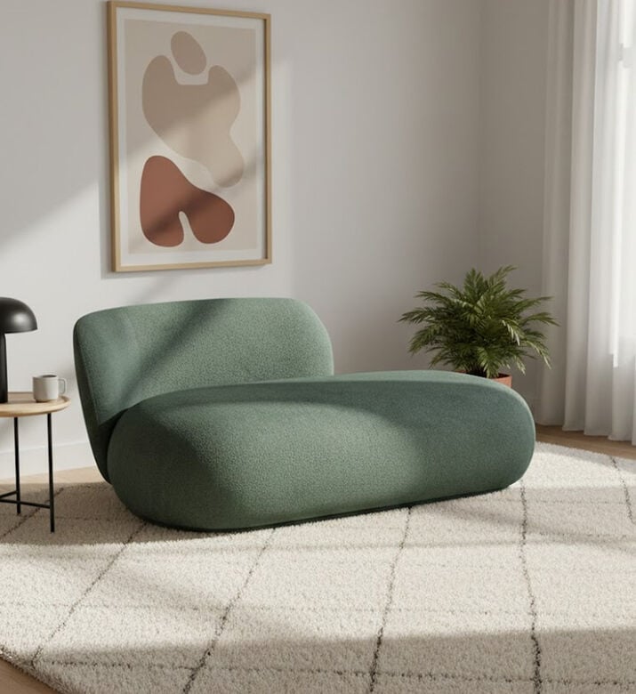Home Deco and More Lectus Serpentine Lounge Sofa, Green, Packshot View