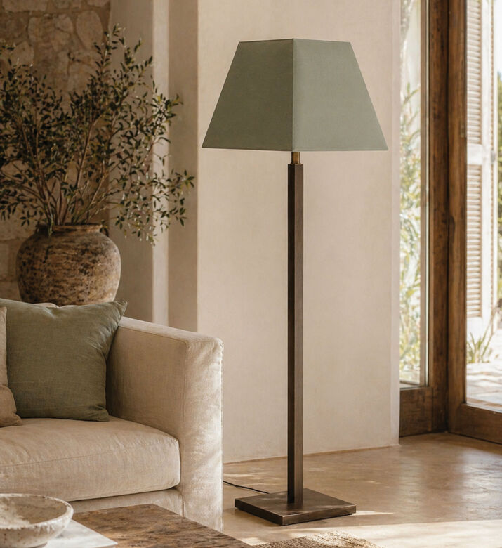 Home Deco and More Fabric Square-shaped Lampshade, Light-green, 45x45-cm, Packshot View