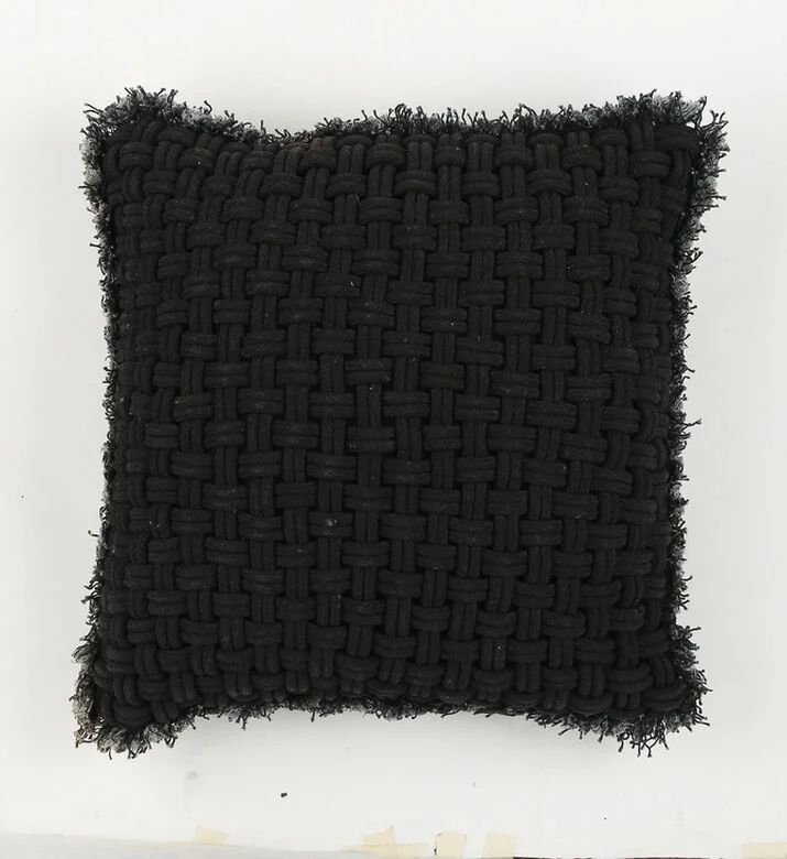 Home Deco and More Iris Woven Knit Handmade Cushion, Anthracite, 45x45x45-cm, Packshot View