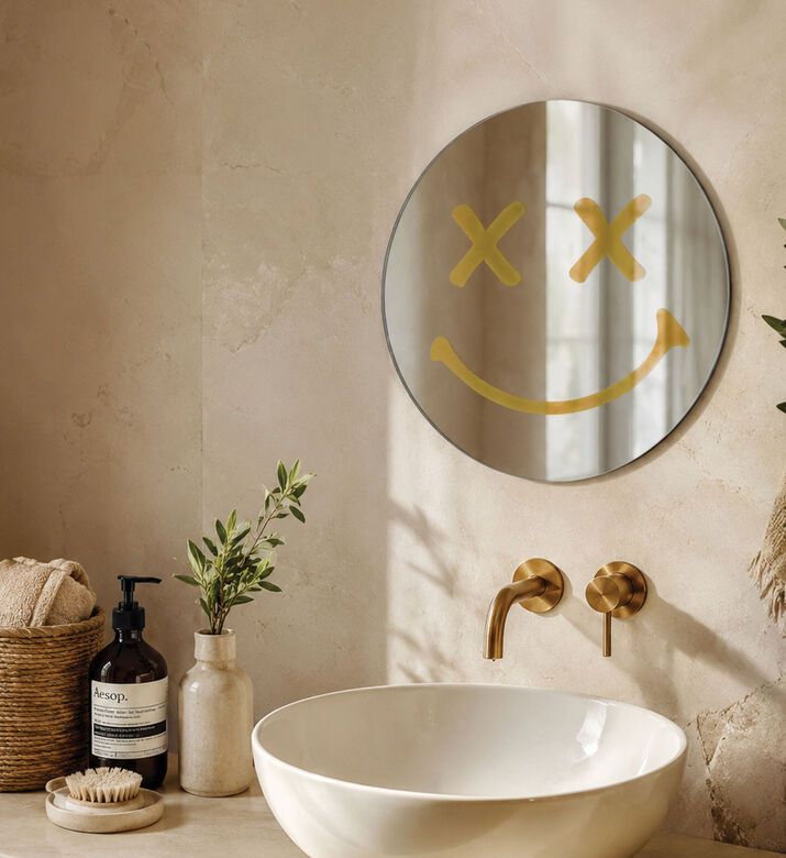 Home Deco and More Glass Square-shape Mirror, Yellow, Packshot View