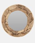 Teak Wood Round Wall Mirror