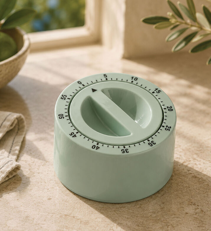 Excellent Houseware Rubber Coating Round Egg Timer, Green, 7-cm, Packshot View