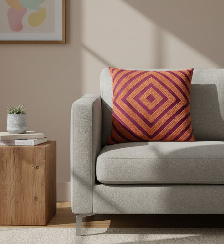 Home Deco and More Portal Embroidered Velvet Cushion, Packshot View