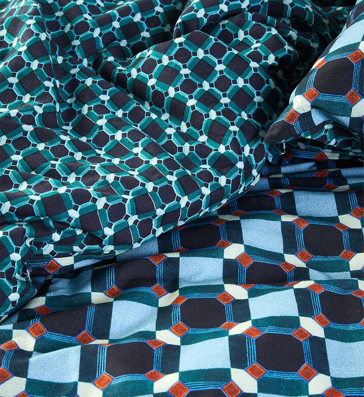 Essenza Teades Cotton Satin Duvet Cover, Blue, 200x220-cm, Packshot View