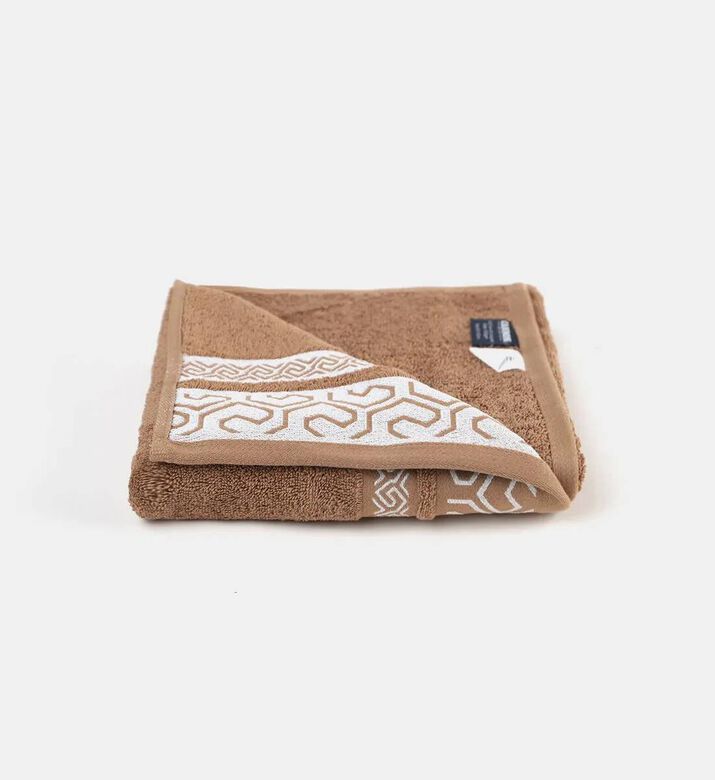 Cannon Patterned Border Cotton Bath Towel, Beige, 70x140-cm, Packshot View