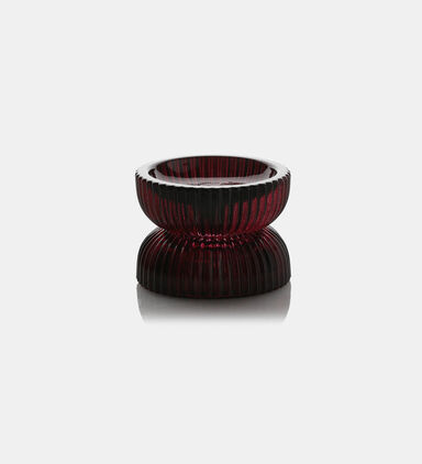 Glass Ribbed Round Candle Holder