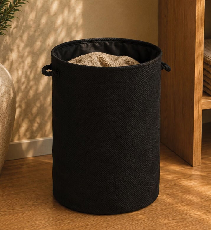 Home Deco and More Seagrass Wickert Storage Basket, Black, 38-cm, Packshot View