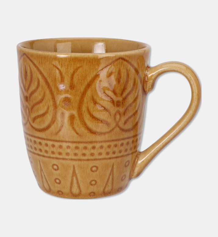Home Deco and More Forest Green Embossed Leaf Mug, Brown, Packshot View