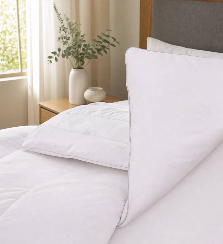 Home Deco and More Microfiber Cotton Sateen Comforter, White, 160x200-cm, Model View