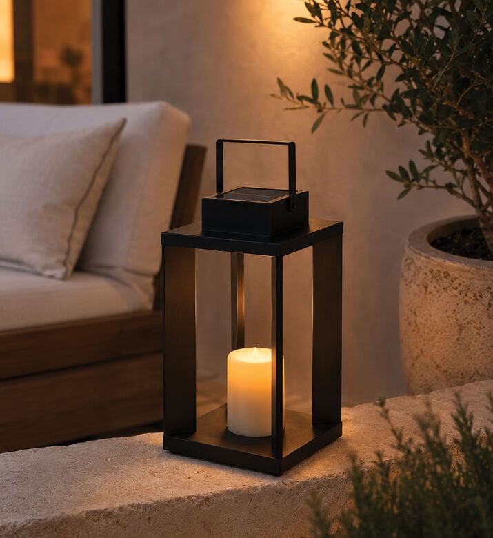 Home Deco and More Rectangular Solar Lantern, Black, 51-cm, Packshot View