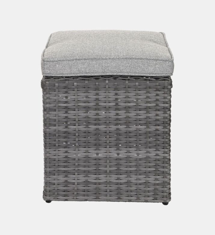 Home Deco and More Anthracite Rattan Cube Ottoman, Packshot View