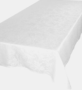 Jacquard Tivoli White Linen Tablecloth, Packshot View
