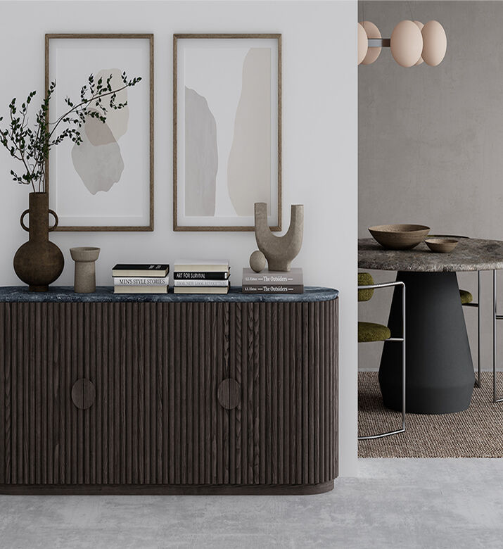 Home Deco and More Oval Wooden Base Buffet, Packshot View