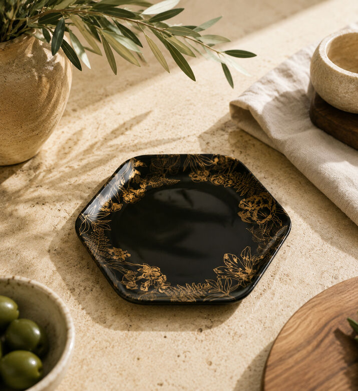Essenza Masterpiece Floral Cake Platter - 17 Cm, Dark-green, 17-cm, Packshot View