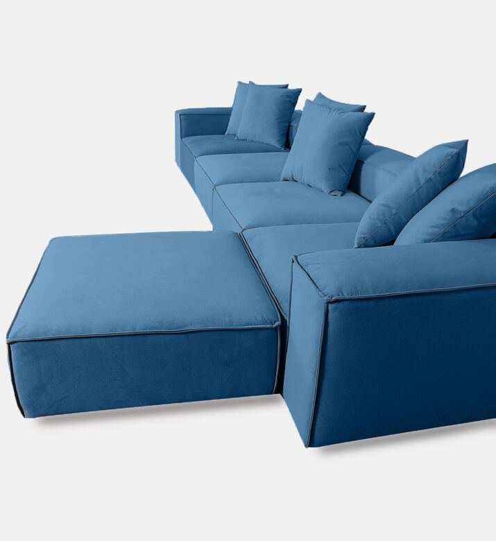 Home Deco and More Fillmore Velvet Corner Sofa, Blue, Packshot View