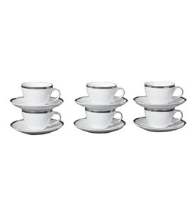 Silver-rimmed Coffee Cup 6-piece Set