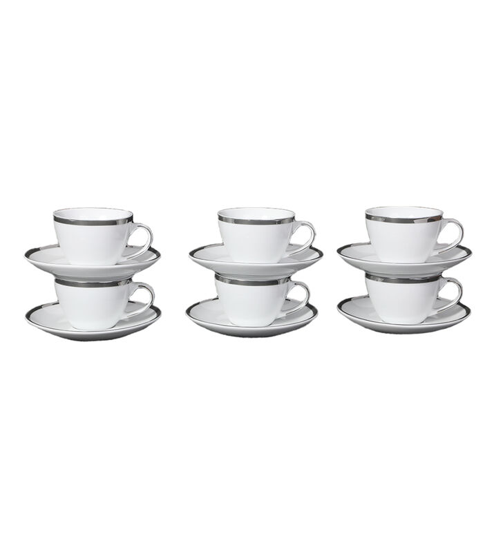 Silver-rimmed Coffee Cup 6-piece Set
