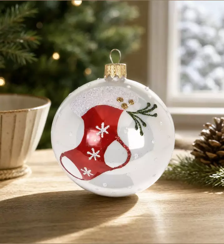 Home Deco and More Christmas Socks Ball Ornament, Model View