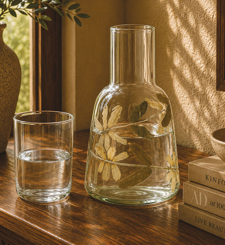Home Deco and More Flower-print Cylindrical-shape Bottle, Packshot View