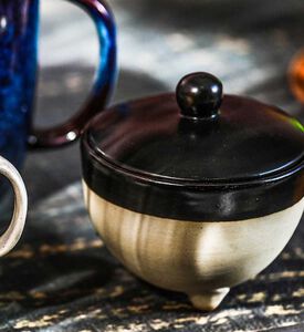 Nomad Pottery Footed Canister -11 X 11 Cm