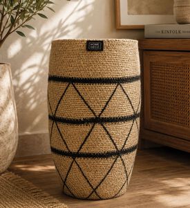 Home Deco and More Tromo Seagrass Basket, Black, 12x18x38-cm, Packshot View