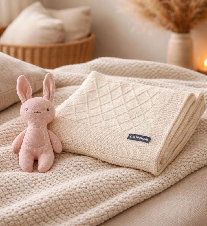 Cannon Nursery Knitted Cotton Blanket Set, Packshot View