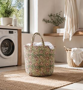 Home Deco and More Printed Handled Laundry Basket, Green, 10x28-cm, Packshot View