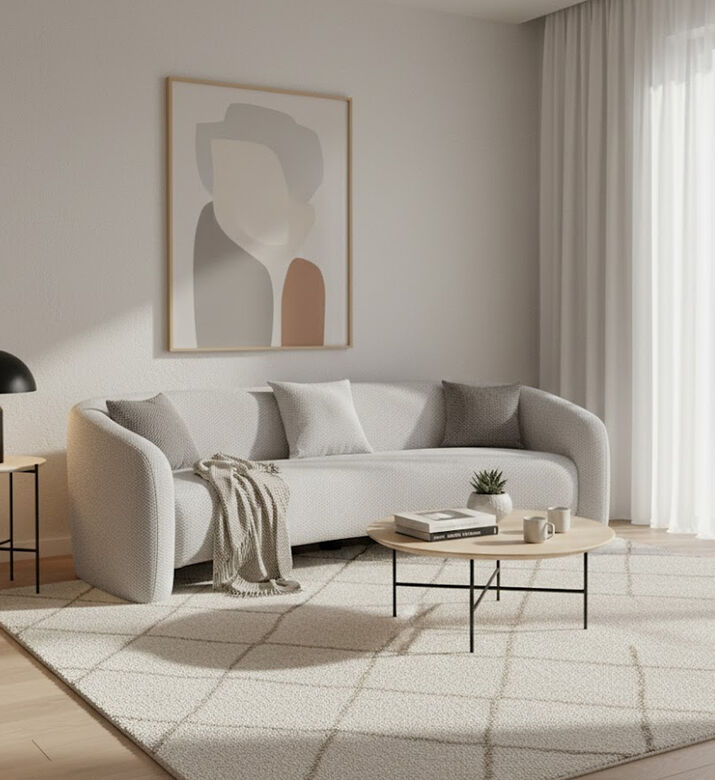 Home Deco and More 3-seater Rounded Design Sofa, Packshot View