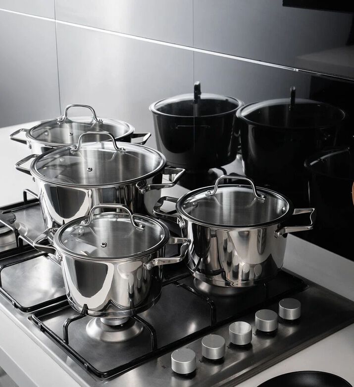 Home Deco and More Stainless Steel 5-piece Cooking Set, Packshot View