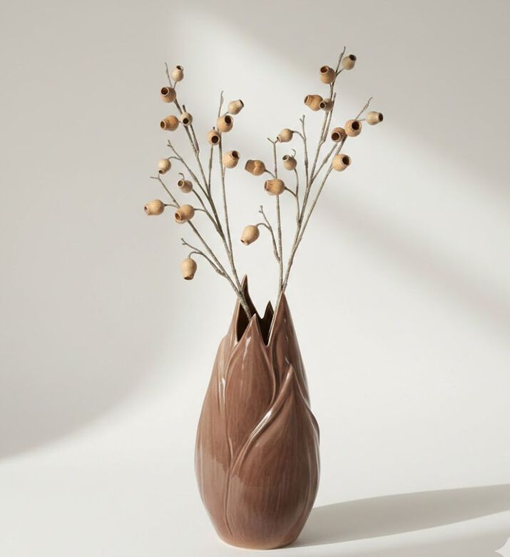 Light and Living Tulipan Tulip Shaped Vase, Camel, 20.5x18.5-cm, Packshot View